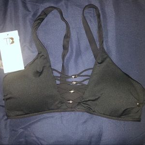 Black Plunge Bikini Top